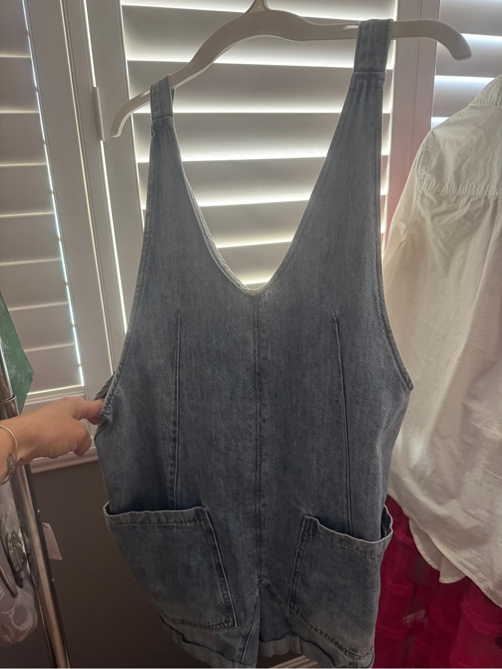 Washed Blue Denim Shorts Jumpsuit